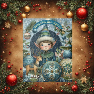 Calling All Elves Snowflakes Hail Christmas Party Jigsaw Puzzle