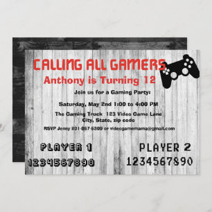 Calling All Gamers A Video Game Birthday Party Invitation