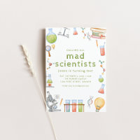 Calling All Mad Scientists Birthday Party Invite