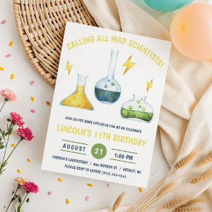 Calling all Mad Scientists! Science Birthday Party Invitation