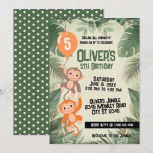 Calling All Monkeys Birthday Invitation
