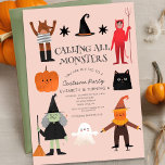 Calling All Monster Birthday Costume Party Invitation<br><div class="desc">Vampire,  Witch Ghost Halloween Birthday Party Invitation</div>