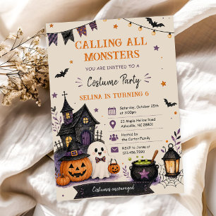 Calling all monster Halloween Birthday party Invitation