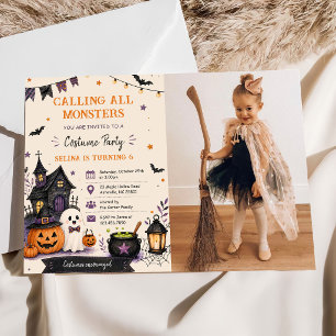 Calling all monster Halloween Birthday party Photo Invitation