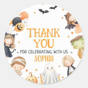 Calling All Monsters Halloween Birthday Classic Round Sticker