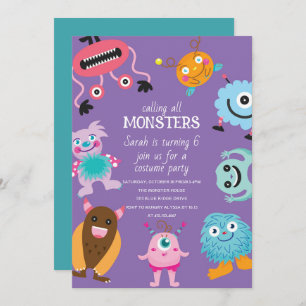 Calling All Monsters Halloween Birthday Invitation