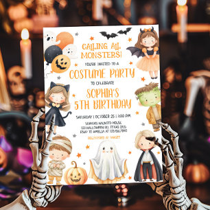 Calling All Monsters Halloween Birthday  Invitation