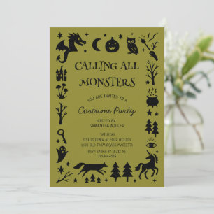 Calling All Monsters Halloween Costume Party Invitation