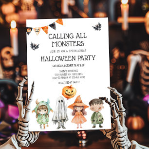Calling All Monsters Kids Halloween Party Invitation