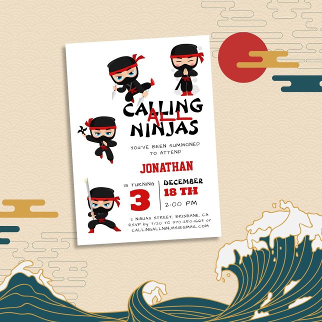 Calling All Ninjas Boy Birthday Invitation (Creator Uploaded)