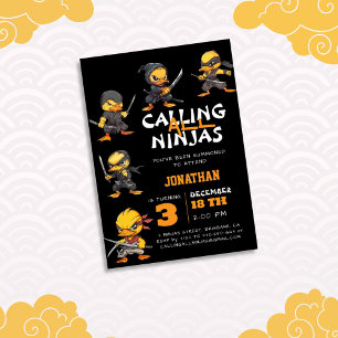 Calling All Ninjas Funny Duck Birthday Invitation