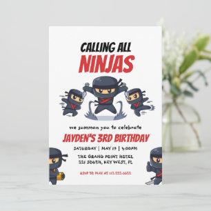 Calling All Ninjas-Kid's Ninja Birthday Invitation