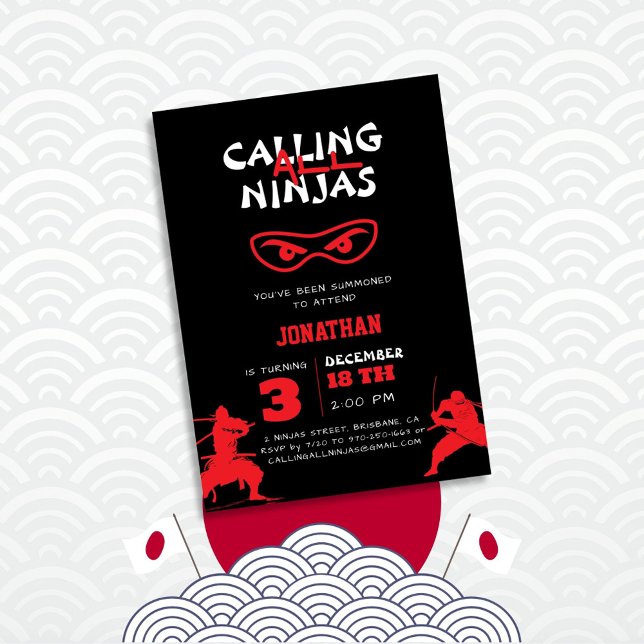 Calling All Ninjas Silhouette Birthday Invitation (Creator Uploaded)