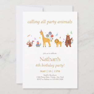Calling all Party Animal Birthday Invitation