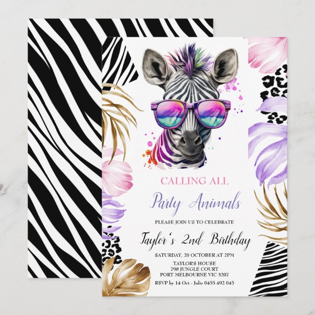 Calling All Party Animal Birthday Invitation (Front/Back)