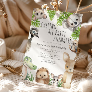 Calling All Party Animals   Aussie Birthday Party Invitation