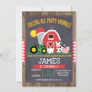 Calling All Party Animals Barnyard Birthday Invitation