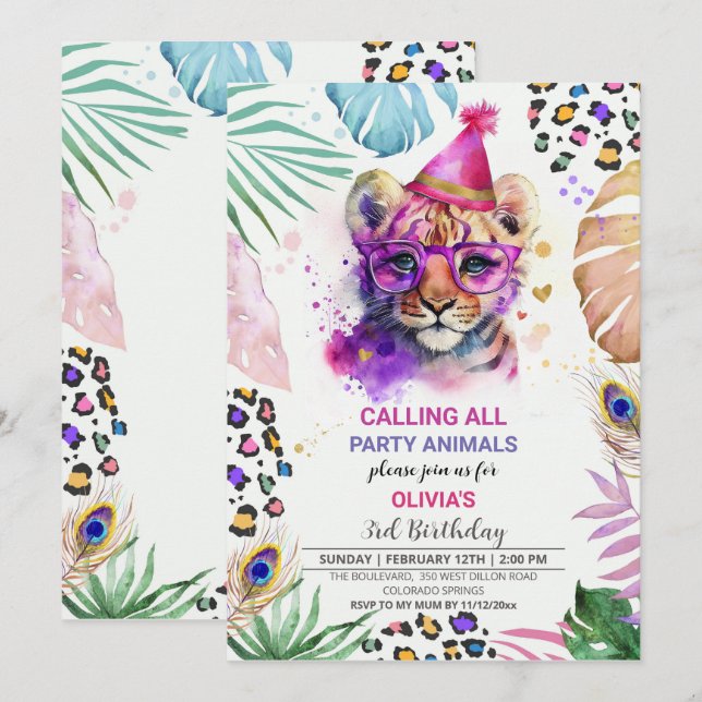 Calling all Party Animals Birthday Invitation (Front/Back)