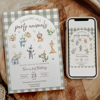 Calling all Party Animals Birthday Invitation 