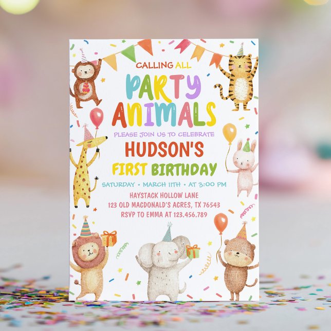 Calling All Party Animals Birthday Invitation (Creator Uploaded)