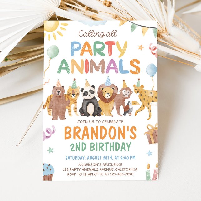 Calling All Party Animals Birthday Invitation (Creator Uploaded)