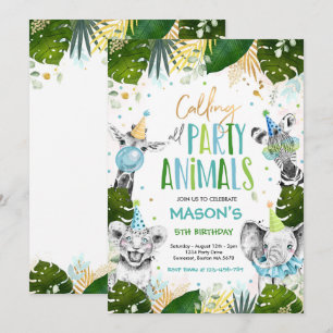 Calling All Party Animals Birthday Safari Birthday Invitation