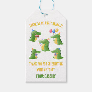 Calling all Party Animals Crocodile Birthday Party Gift Tags