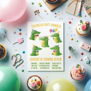 Calling all Party Animals Crocodile Birthday Party Invitation