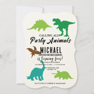 Calling All Party Animals Dinosaurs Birthday Invitation