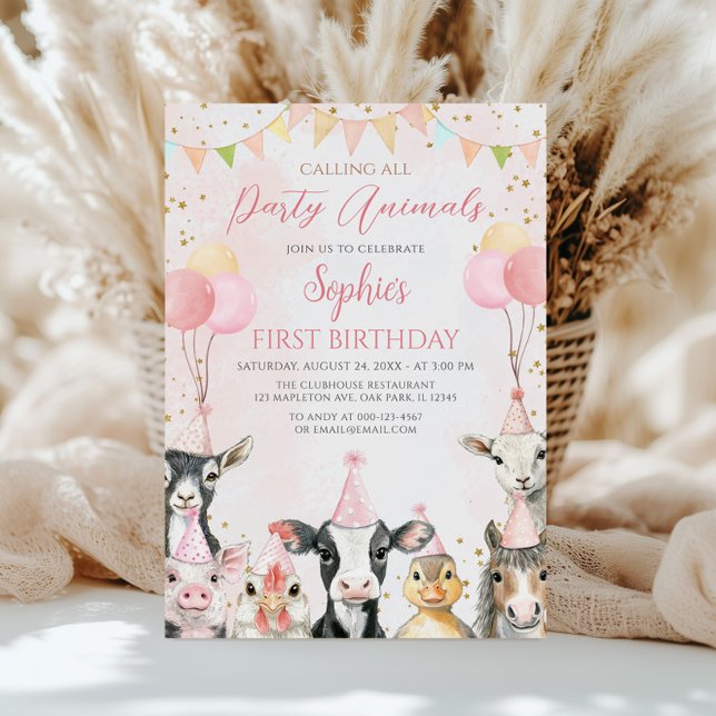 Calling All Party Animals Farm Girl Birthday Invitation (Creator Uploaded)