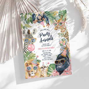 Calling All Party Animals Jungle Birthday Invitation