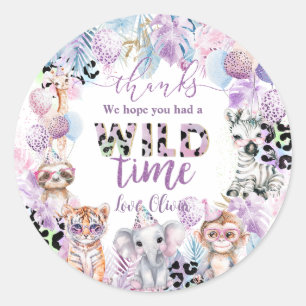 Calling All Party Animals Jungle Safari Birthday Classic Round Sticker