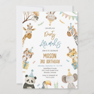 Calling All Party Animals Jungle Safari Birthday Invitation