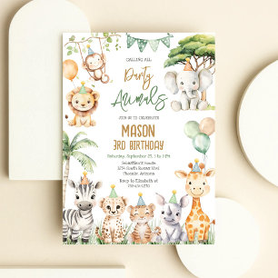 Calling All Party Animals Jungle Safari Birthday Invitation