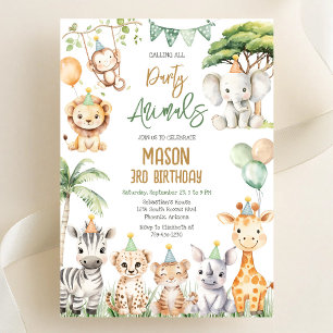 Calling All Party Animals Jungle Safari Birthday Invitation
