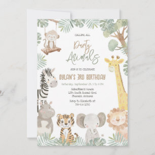 Calling All Party Animals Jungle Safari Birthday  Invitation