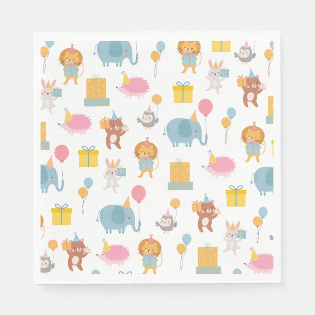 Calling All Party Animals Kids Birthday Napkin (Front)