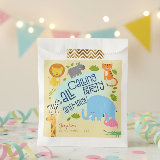 Calling all party animals kids birthday party favour bags (Creator Uploaded)