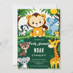 Calling All Party Animals Kid's Birthday Party Invitation