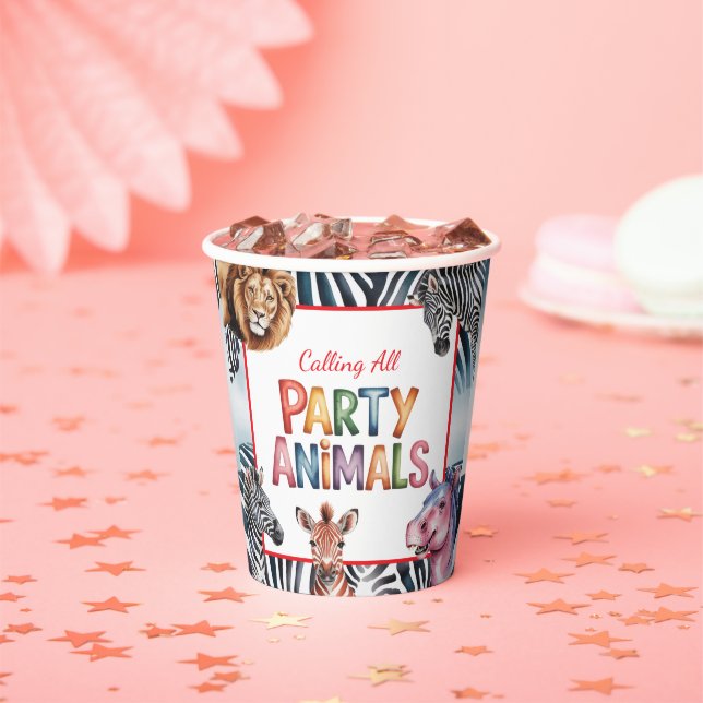 Calling All Party Animals Kids' Birthday Party Paper Cups (Insitu)