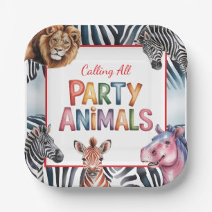 Calling All Party Animals Kids' Birthday Party Paper Plate