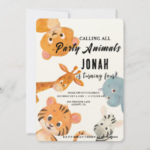 Calling All Party Animals, Kids Safari Party  Invitation