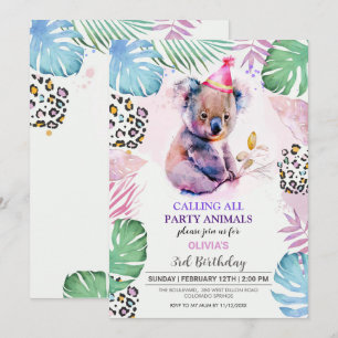 Calling all Party Animals Koala Birthday Invitatio Invitation