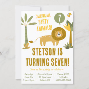 Calling All Party Animals! Lion, Safari Birthday  Invitation