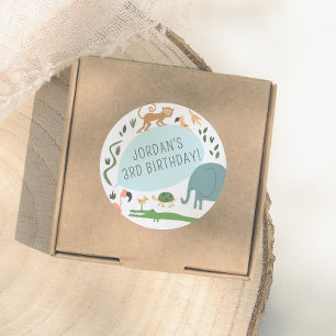 Calling All Party Animals! Modern Birthday Party  Classic Round Sticker