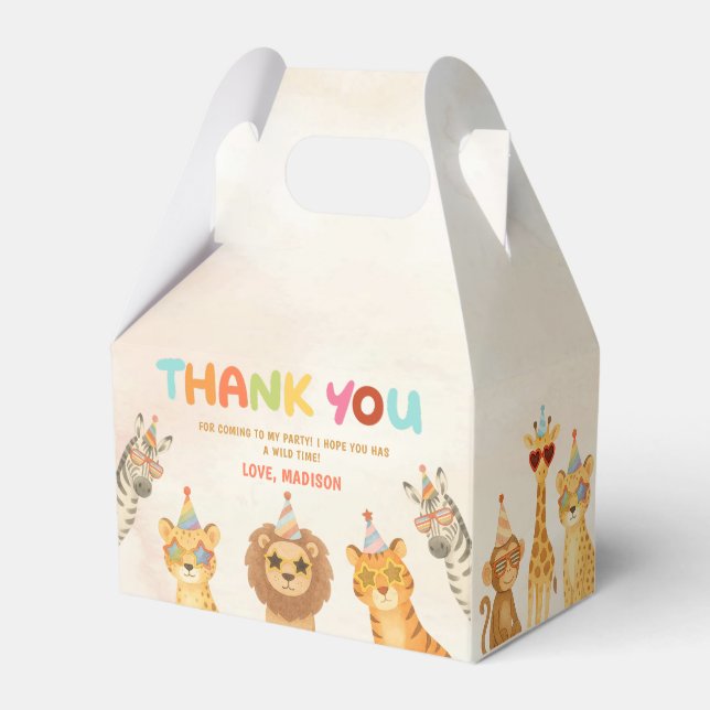 Calling All Party Animals Safari 1st Birthday Favour Box (Front Side)