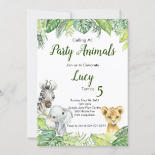Calling All Party Animals Safari Birthday Invitation