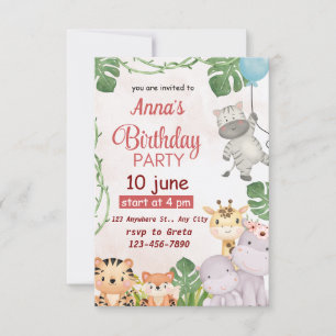 Calling All Party Animals! Safari Birthday Invitation