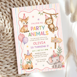 Calling All Party Animals Safari Birthday Invitation