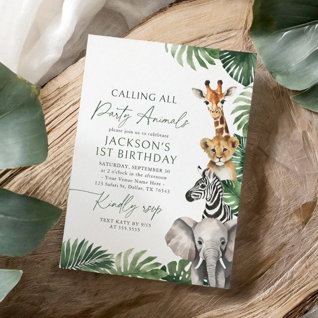 Calling All Party Animals Safari Birthday Invitation (Creator Uploaded)